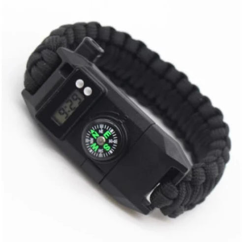 Paracord Survival Bracelet with Digital Watch Whistle Compass