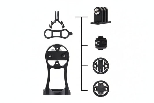 Stem Extended GPS Bracket With Flashlight Mount + Computer Holder + GoPro Mount For Garmin, Bryton and Cateye