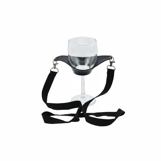 Wine Yoke Lanyard – Hands-Free Wine Glass Holder | Black