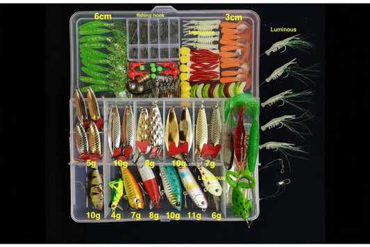 Fishing Lure 176 Piece Soft & Metal Set