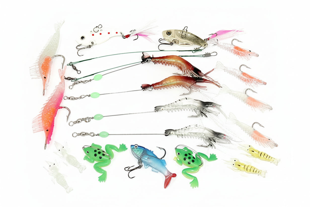 Fishing Lures 19 Piece Metal and Soft Lures