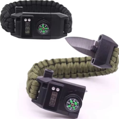 Paracord Survival Bracelet with Digital Watch Whistle Compass
