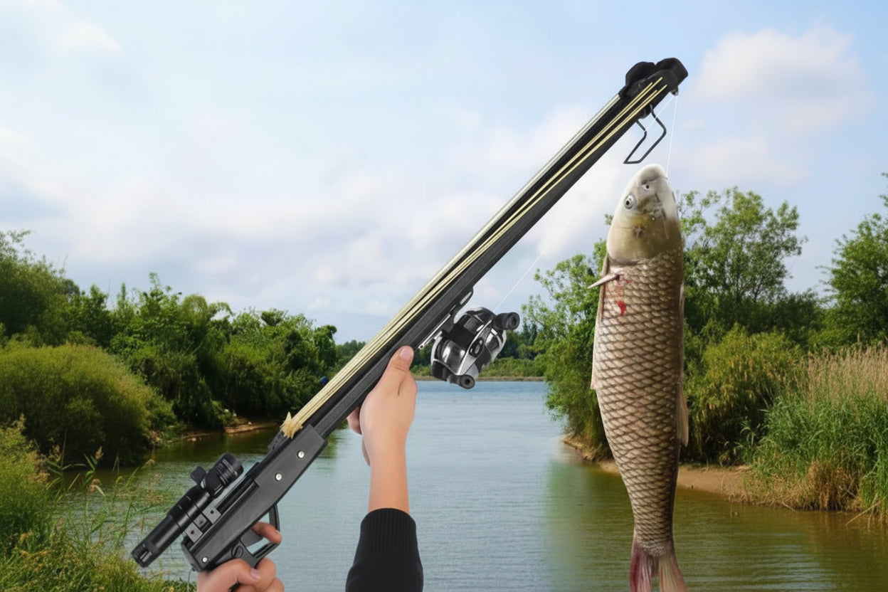 Long Rod Slingshot with Fishing Reel