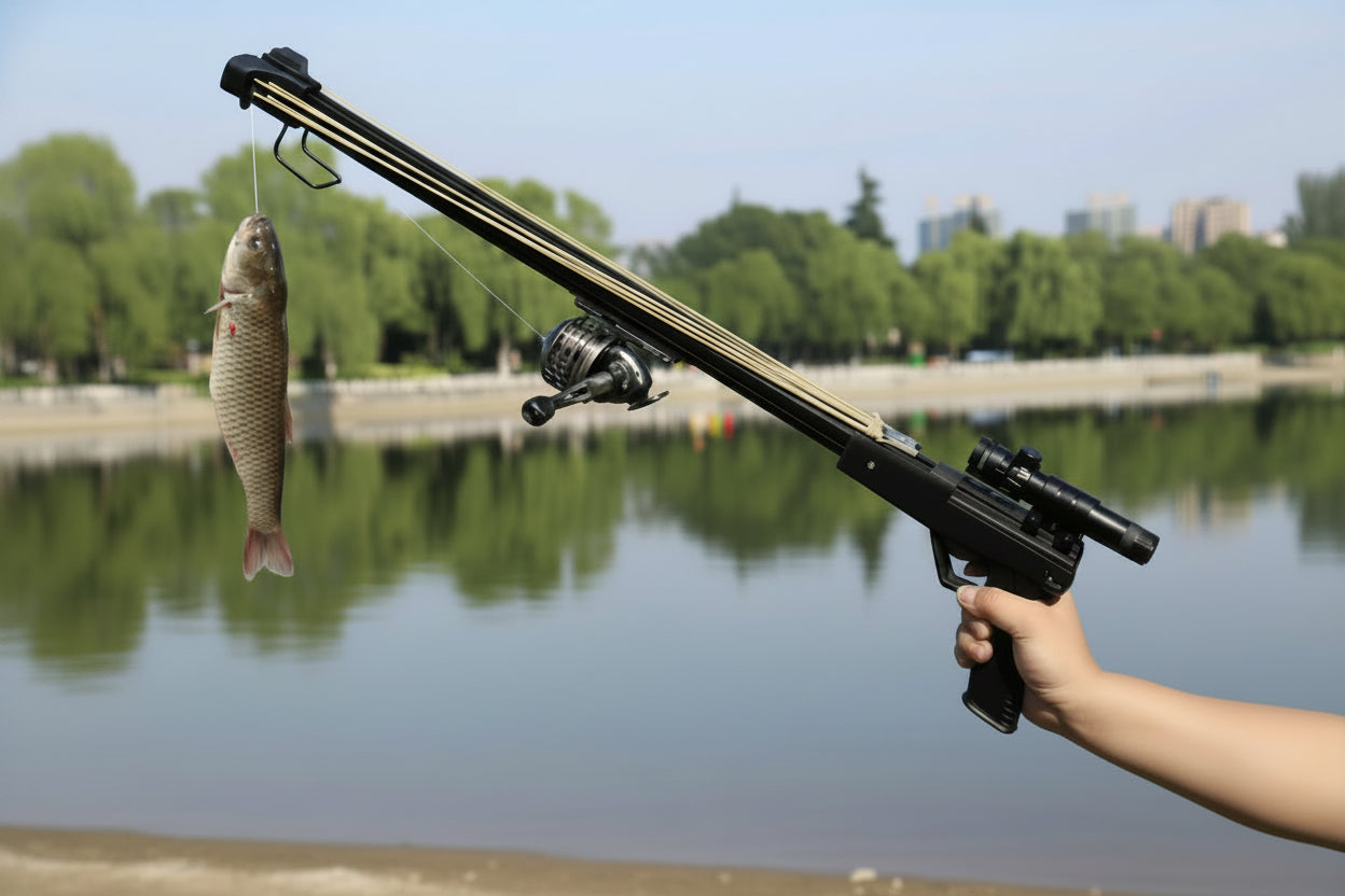 Long Rod Slingshot with Fishing Reel