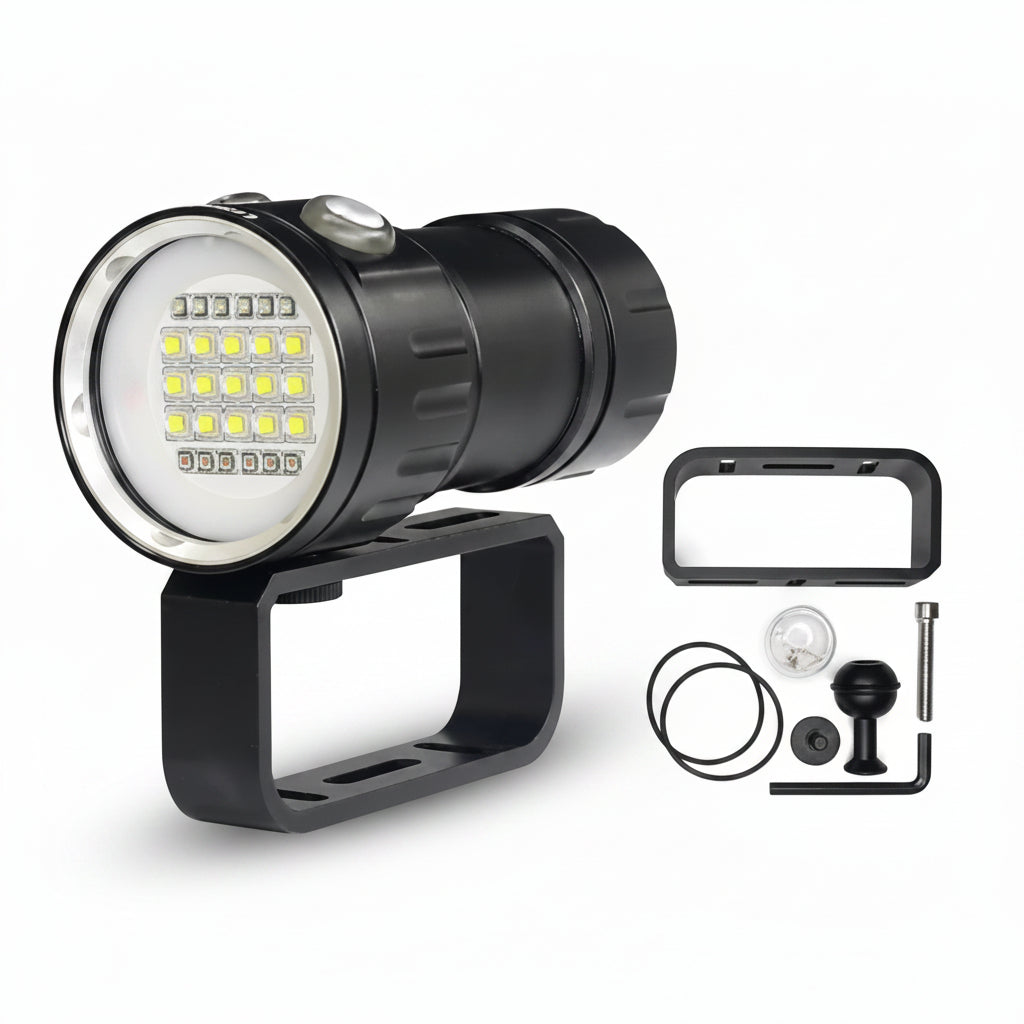 Professional 60m Waterproof Scuba Diving Flashlight LED Photography Video Light 20 000 LM