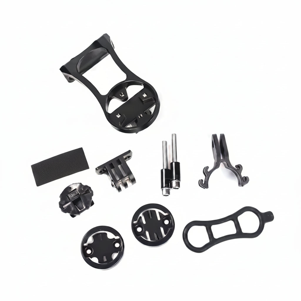 Stem Extended GPS Bracket With Flashlight Mount + Computer Holder + GoPro Mount For Garmin, Bryton and Cateye