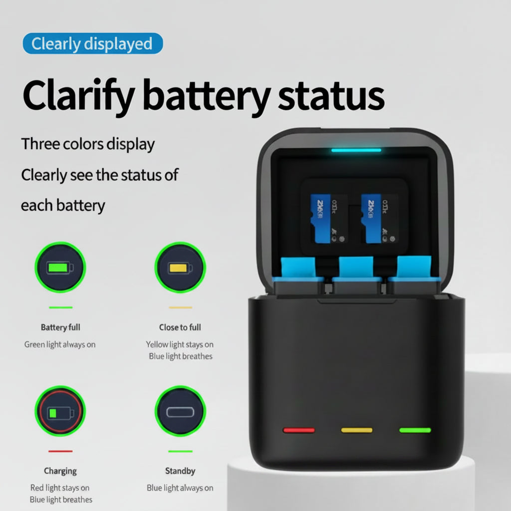 Triple Battery Charger for GoPro Hero 9, 10 ,11 , 12