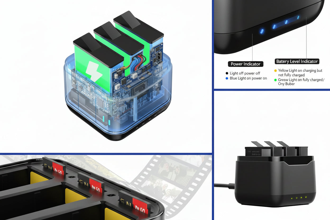 Triple Battery Charging Hub for DJI Osmo Action 5 Pro