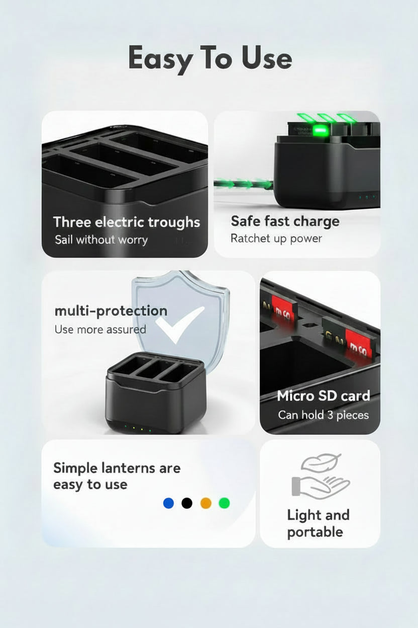 Triple Battery Charging Hub for DJI Osmo Action 5 Pro
