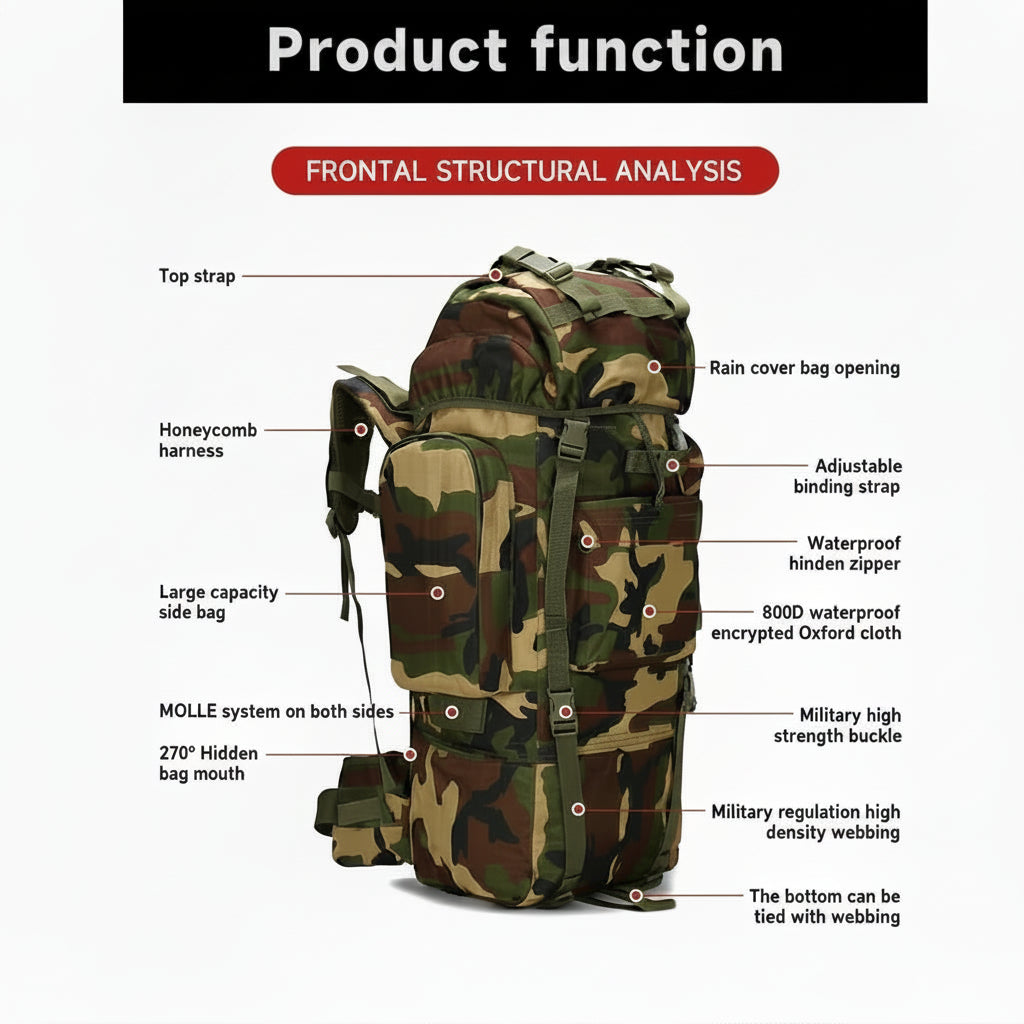 Camping & Hiking Adventure Tactical 65L Backpack