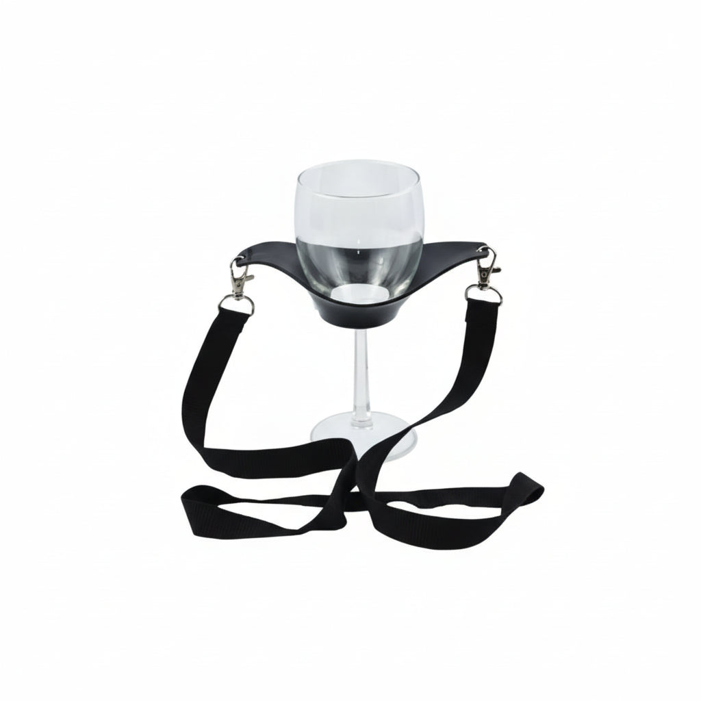 Wine Yoke Lanyard – Hands-Free Wine Glass Holder | Black