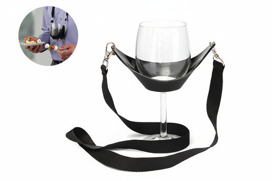 Wine Yoke Lanyard – Hands-Free Wine Glass Holder | Black