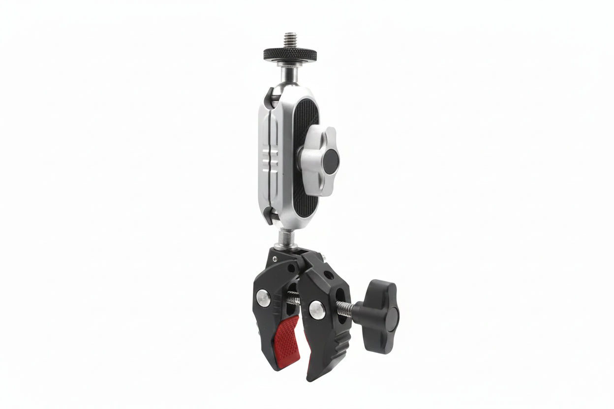 Motorcycle Bicycle Rail Mount Clamp with 360 degree Ball Mount Clip For Gopro Hero 13, 12, 11 ,10, 9, 8, 7, 6 For Phone Action Camera