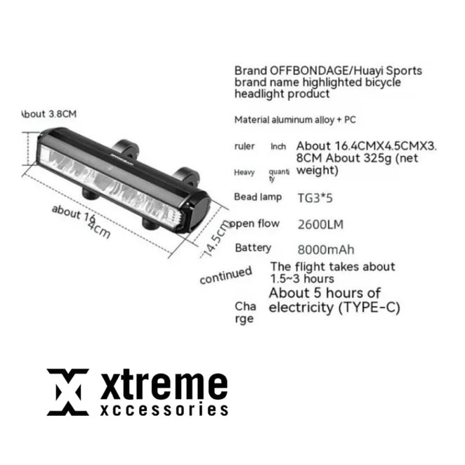 2600 lumen 8000mAh bicycle led light