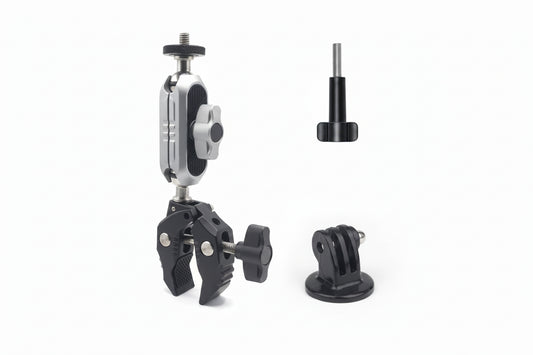 Motorcycle Bicycle Rail Mount Clamp with 360 degree Ball Mount Clip For Gopro Hero 13, 12, 11 ,10, 9, 8, 7, 6 For Phone Action Camera