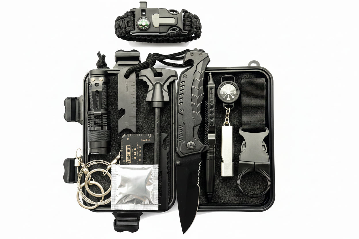 Xtreme 10 Piece Survival Kit (Black) - Survival & Camping Kits